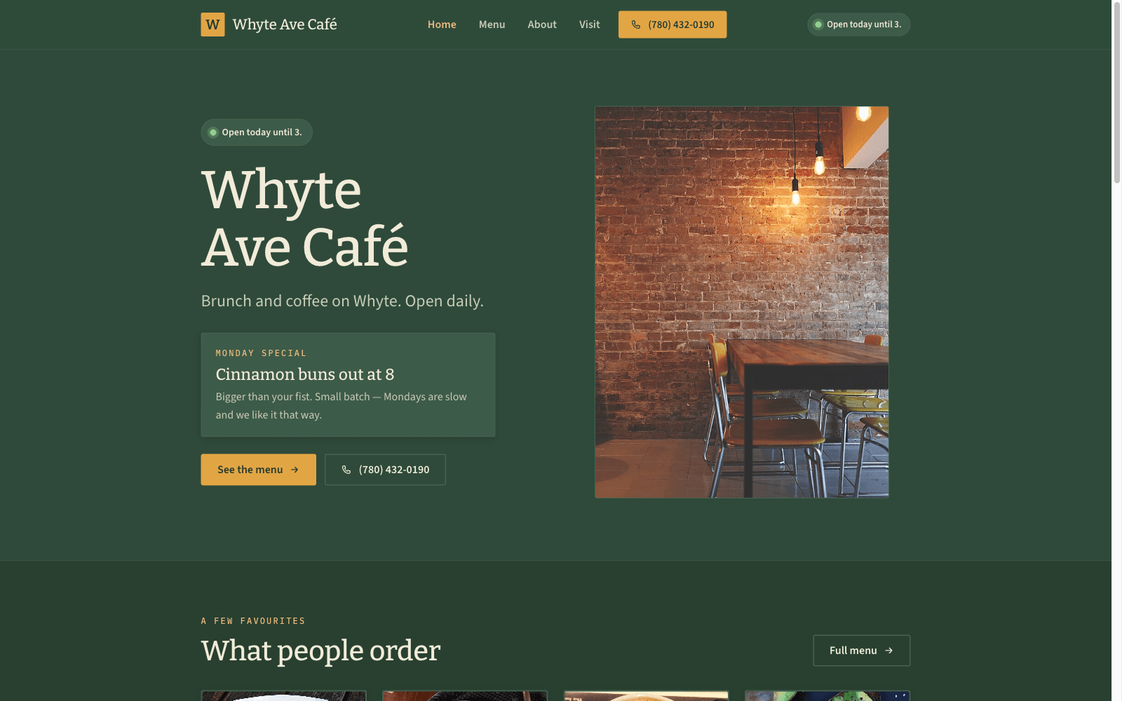 Whyte Ave Café — Café demo homepage